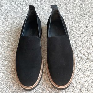 Vince Black Luxury Sanders Suede Slip-on Platform Flats